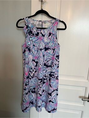 Lilly Pulitzer Navy Shell-Print Sleeveless Mini Dress in Pink & Blue